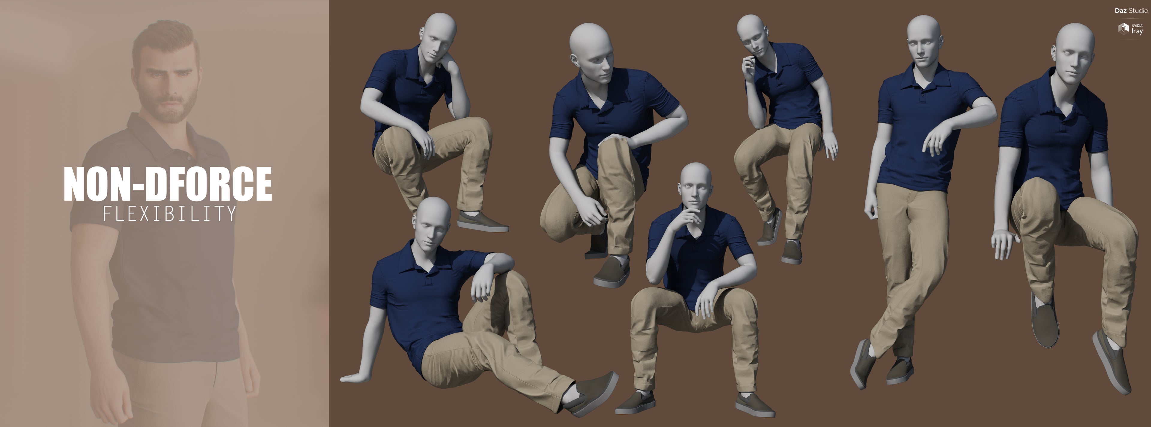 MI Masculine Casual Outfit Bundle | DAZ3D Male Clothing
