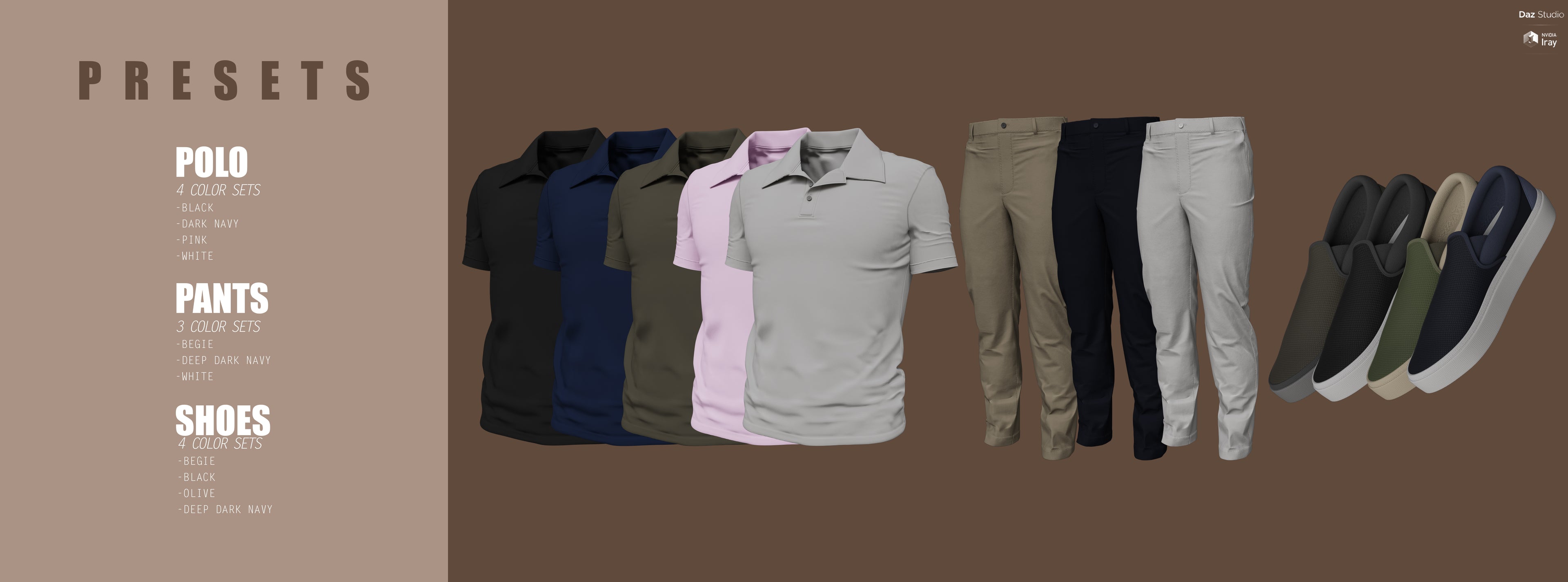 MI Masculine Casual Outfit Bundle | DAZ3D Male Clothing