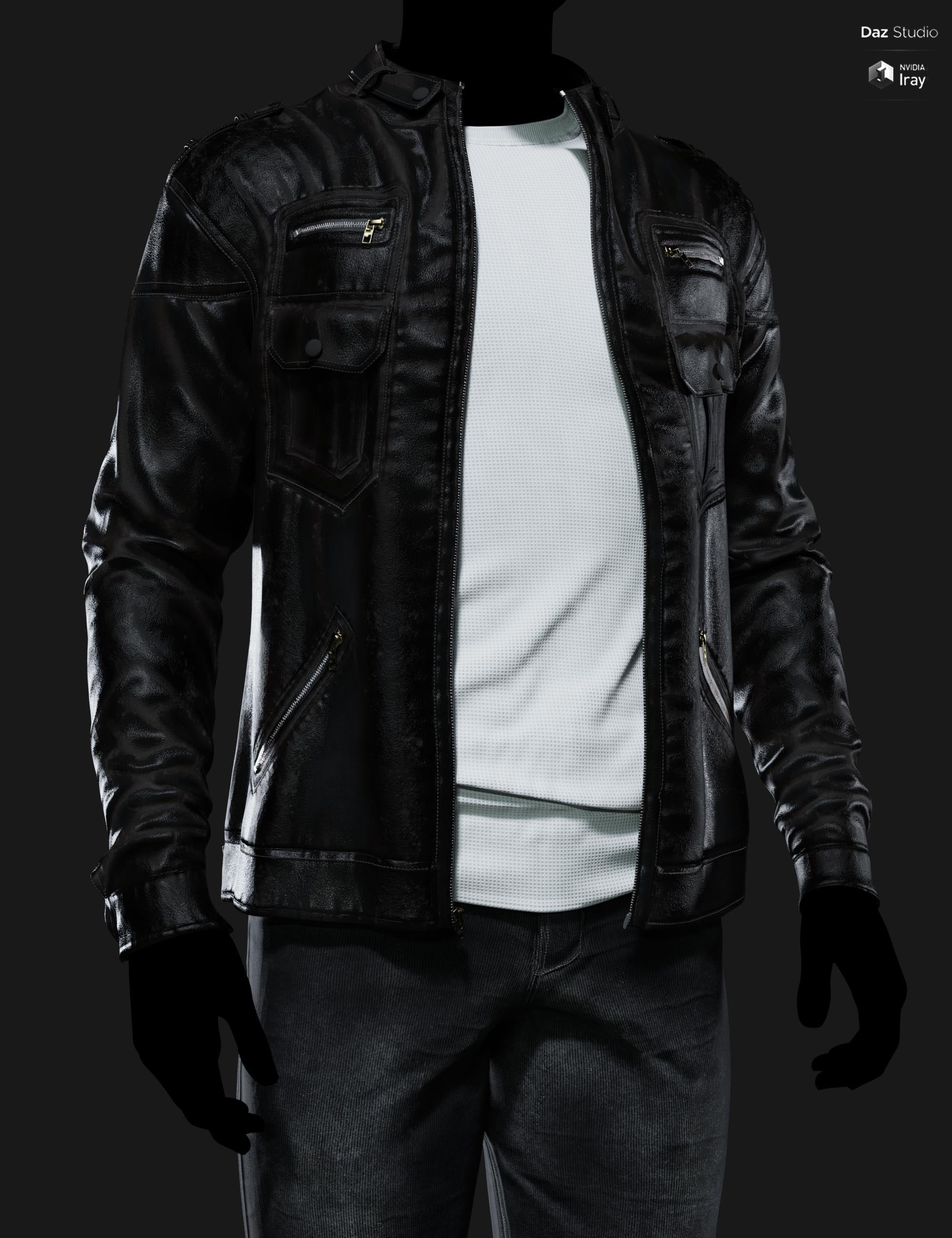 MI Leather Casual Outfit for Genesis 8 and 9 Male - Close Up Black Outfit