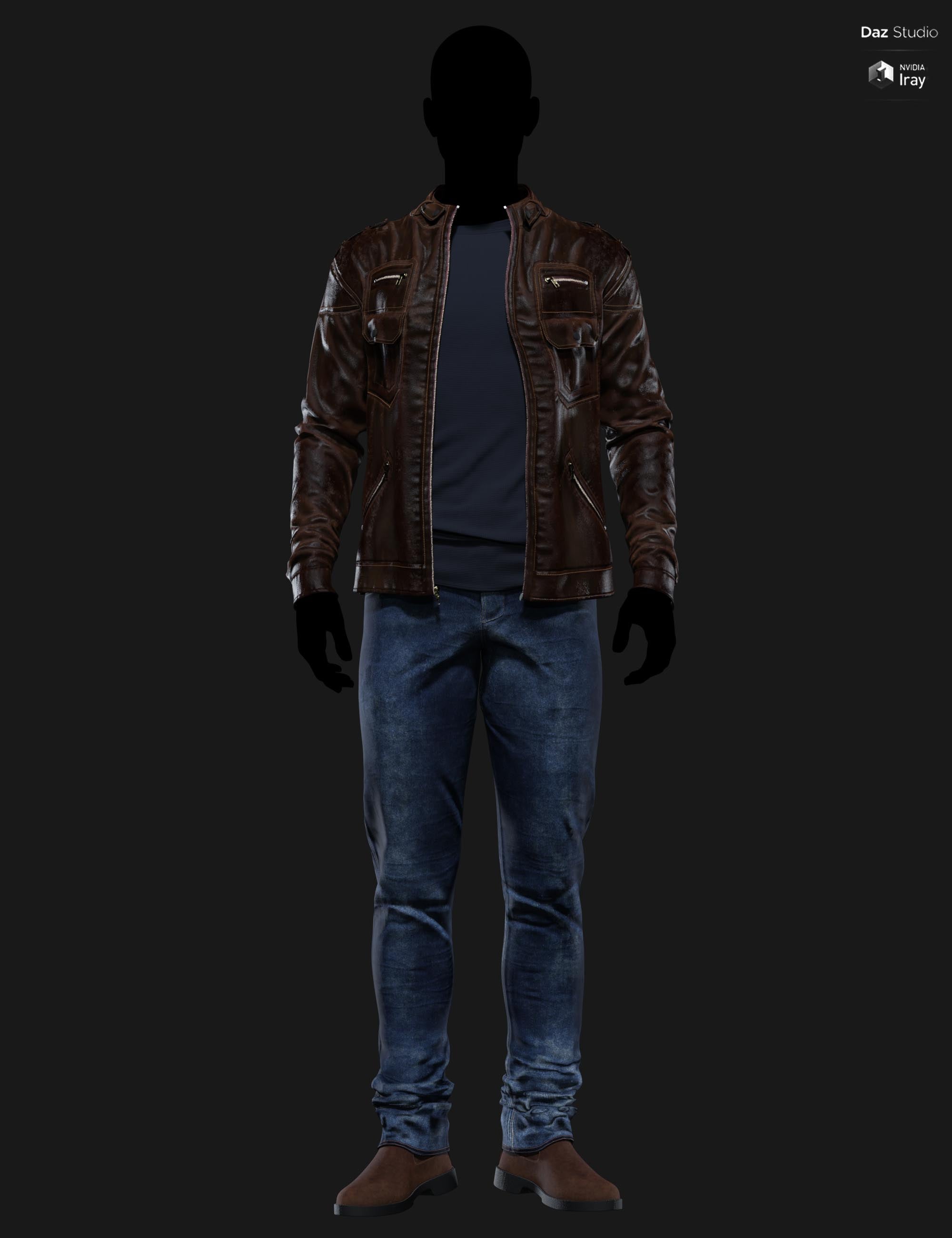 MI Leather Casual Outfit for Genesis 8 and 9 Male - Full Brown Outfit